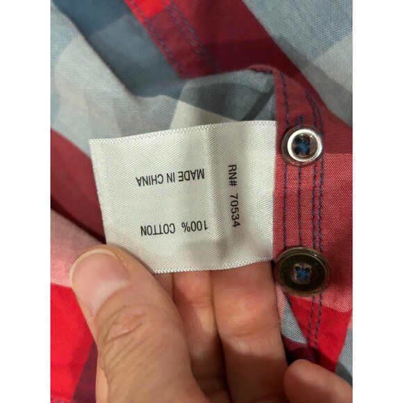 Orvis Short Sleeve Plaid Button Up Shirt Red Blue Sz XXL Cotton Classic Preppy - Picture 7 of 11